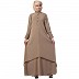 Double layered abaya with cuff sleeves- Beige Double layered abaya with cuff sleeves- Beige